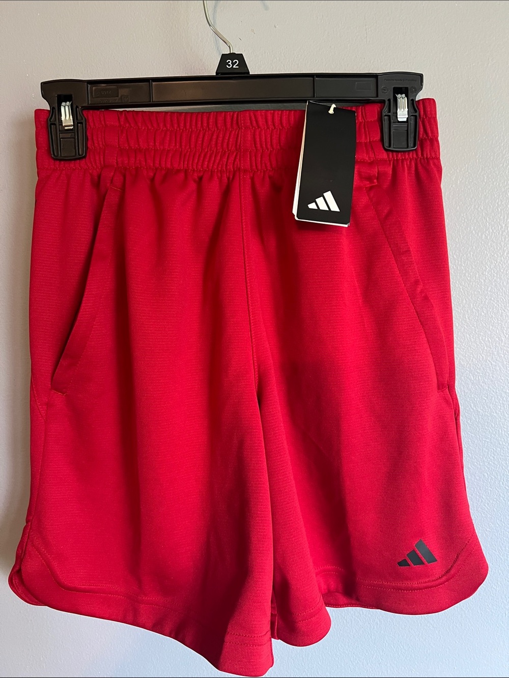 adidas men’s $35 Red Athletic Training Shorts with Logo Tag